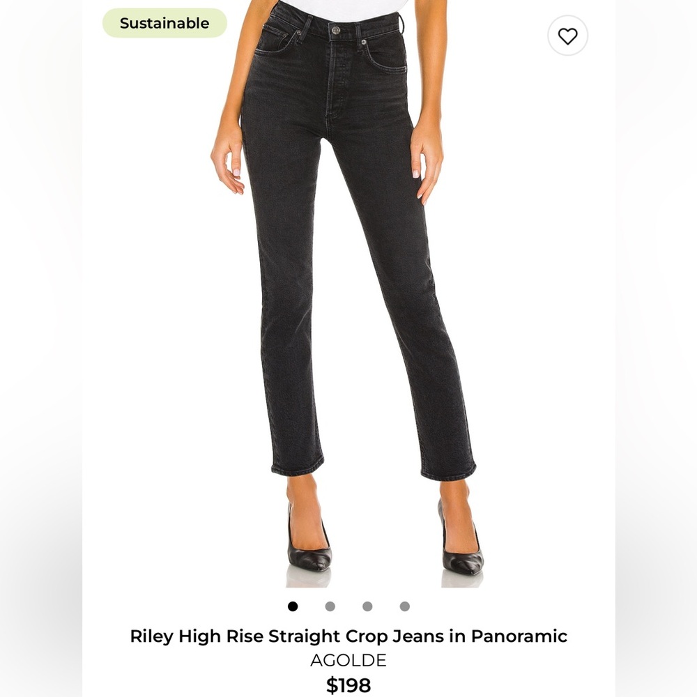 AGOLDE Riley High Rise Crop Jeans in Black - Picture 2 of 8